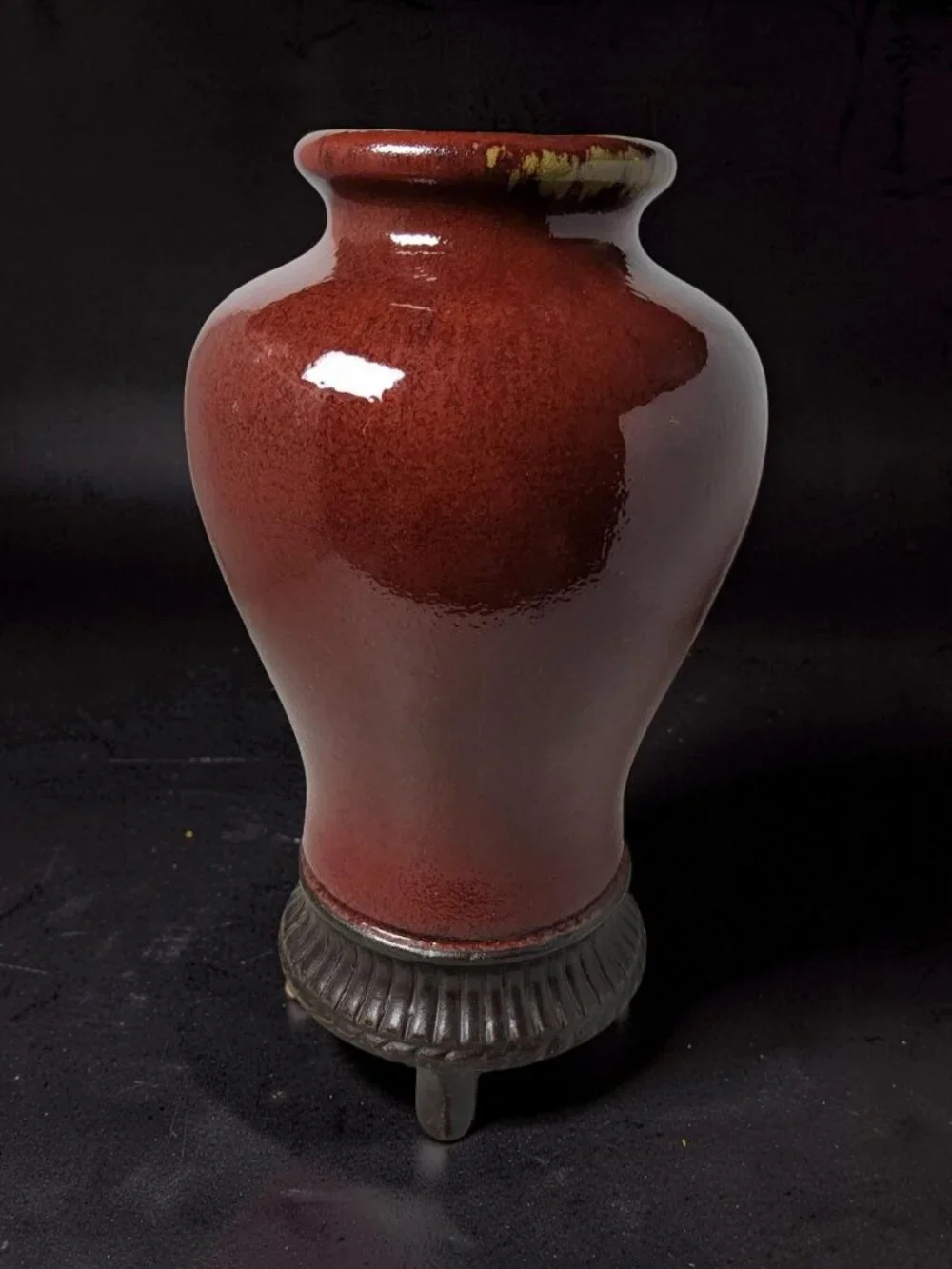 Vintage Repop Chinese porcelain vase with a oxblood red glaze.